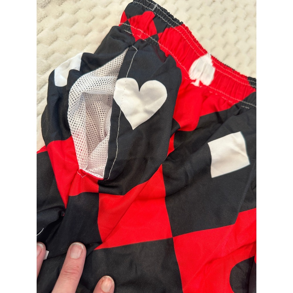 Mens Harlequin Playing Card Suit Swim Trunks Red Black Diamond Board Shorts XL